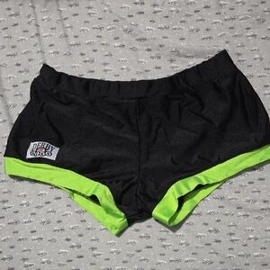 Women's Black and Green Shorts